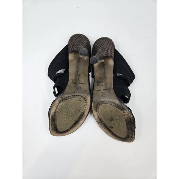 Donald J Pliner Slip On Mesh Elastic Leather Snake Sandals Size 7 M Black - Picture 7 of 10